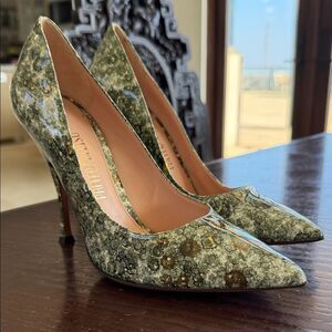 Palter Deliso Olive marbled Patterned Heels 9.5